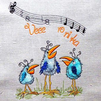 Stickdatei Kritzelvogel Chor - Mini-Set