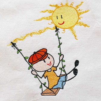 Wolly schaukelt - Stickdatei