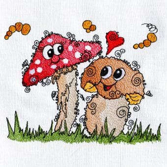 Elfenkritzeleien Pilze - Stickdatei