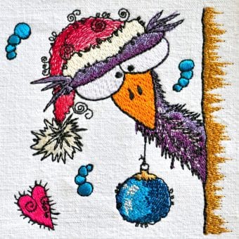 Elfenkritzeleien Eckengucker Weihnachtsvogel - Stickdatei