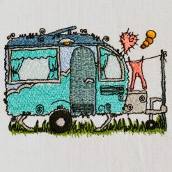 Stickdatei Happy Wohnwagen 03
