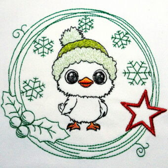 Stickdatei Vogel Weihnachtskringel